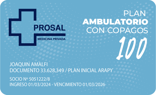 Credencial Plan 100, Ambulatorio con copagos
